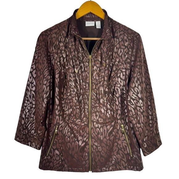 Chico's Jackets & Blazers - Zenergy by Chico's Neema Aria Animal Foil Full Zip Jacket Size 1 (Medium)